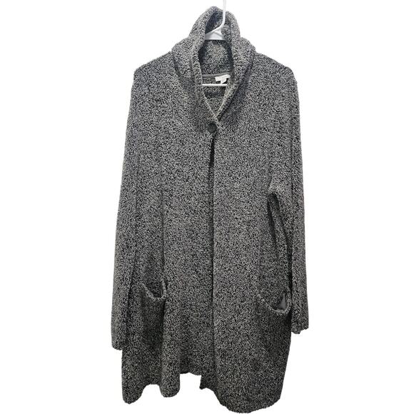 J. Jill Pure Jill Marled Heavy Black White Marled Sweater Cardigan Size L Large - Picture 1 of 16